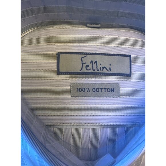Fellini Mens Formal Shirt Size 42 16.5" 100% Cotton Blue & White Stripes - Picture 2 of 6